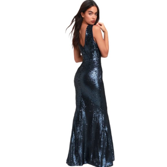 Lulus Dresses & Skirts - Lulu's Navy Sequin Maxi Dress